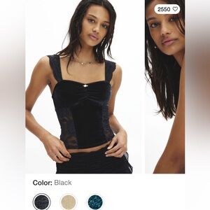 NWT Urban Outfitters Kimchi Blue Velvet and Lace Tank Top